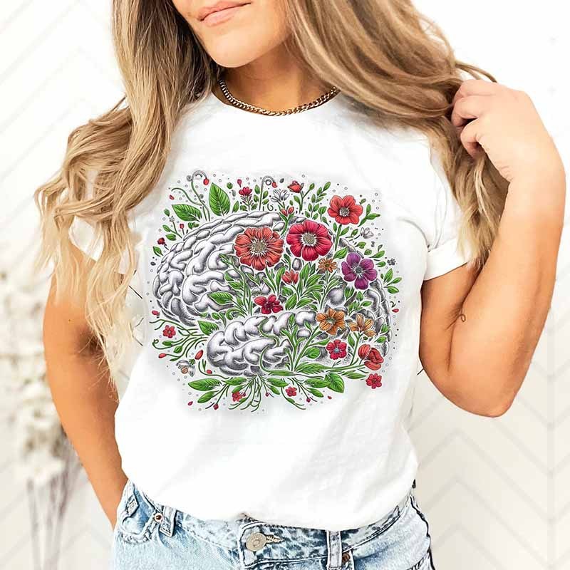 Mental Health Matters  Floral Brain T-Shirt