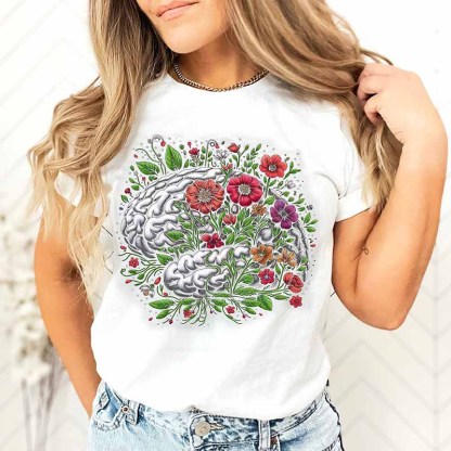 Mental Health Matters  Floral Brain T-Shirt