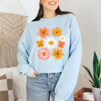 Botanical Floral Pressed Flowers Sweatshirt-carlalin