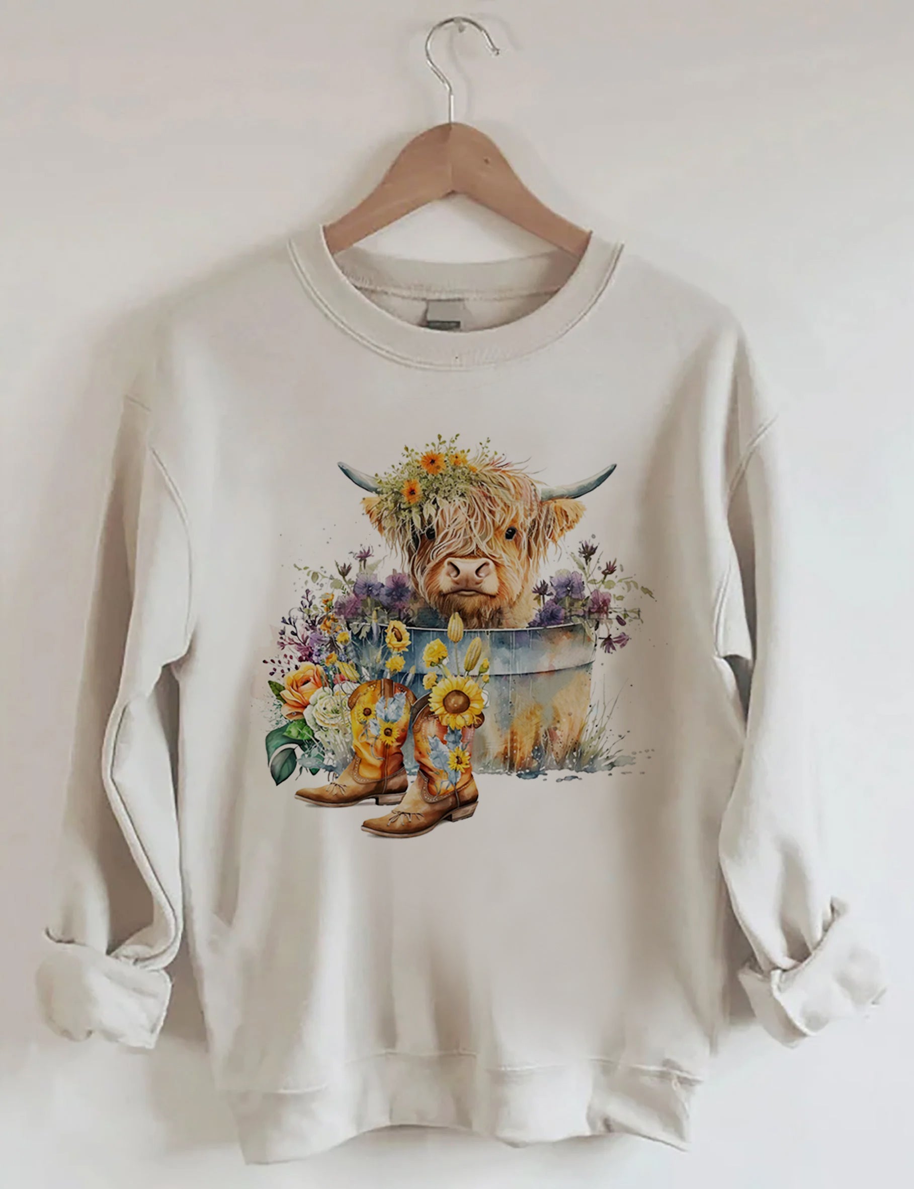 Highland Cow in Metal Tub Sweatshirt-carlalin