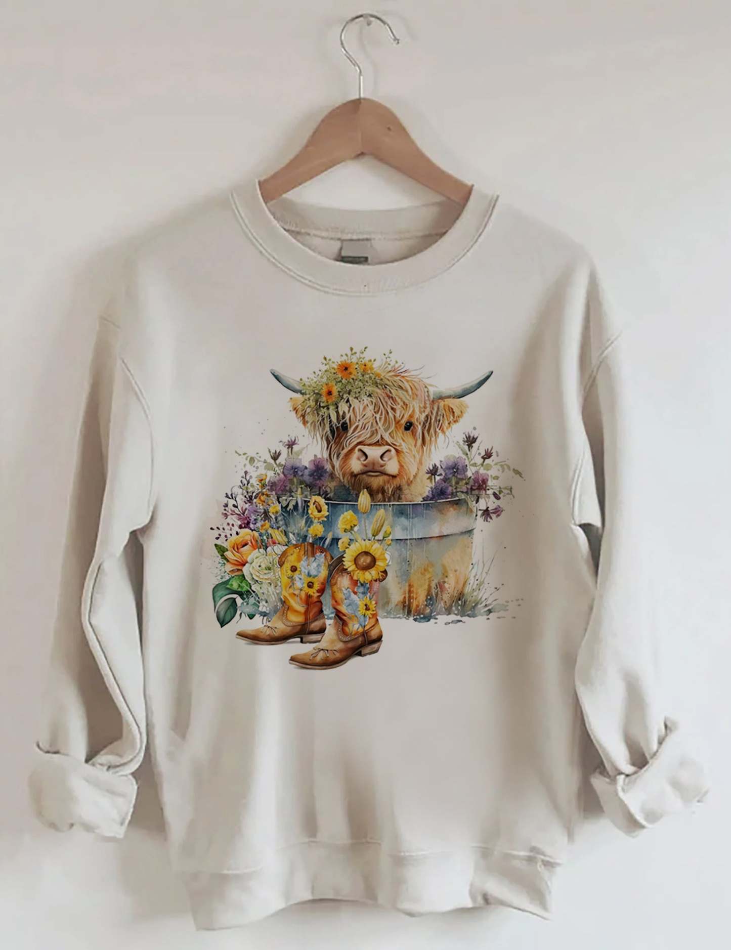 Highland Cow in Metal Tub Sweatshirt-carlalin