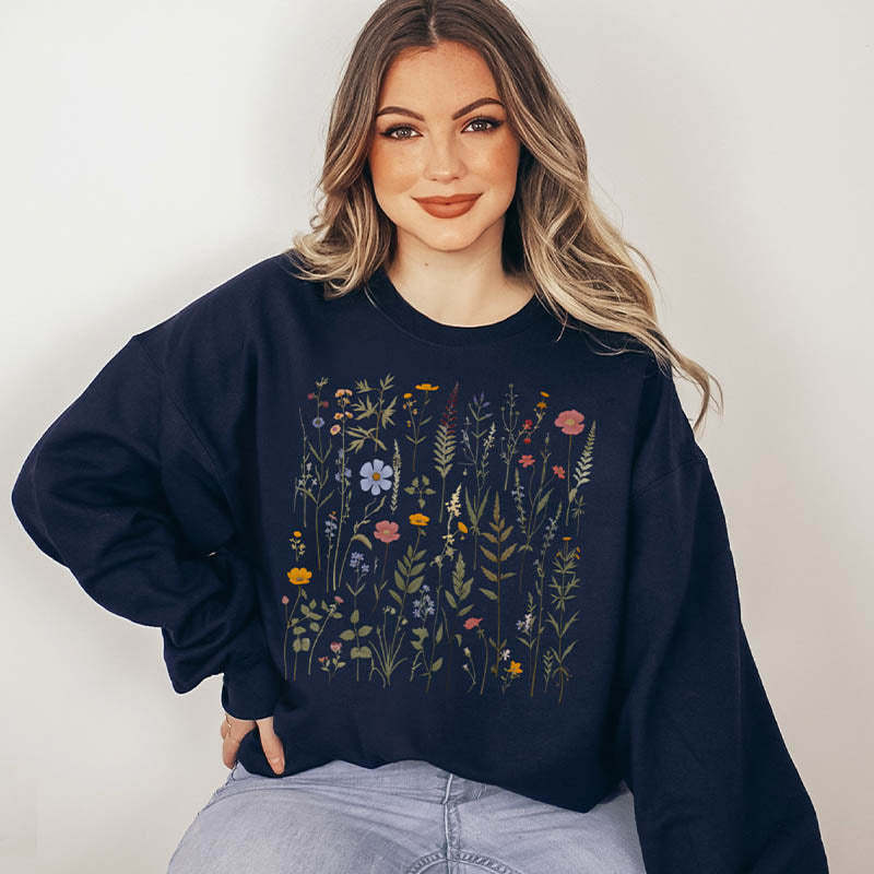 Dried Wildflower Boho Nature Sweatshirt-carlalin