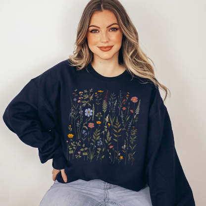 Dried Wildflower Boho Nature Sweatshirt-carlalin