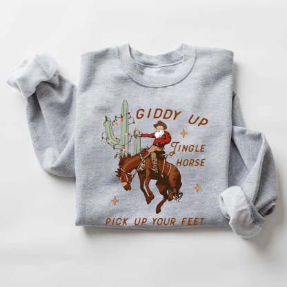 Giddy Up Jingle Horse Sweatshirt-carlalin