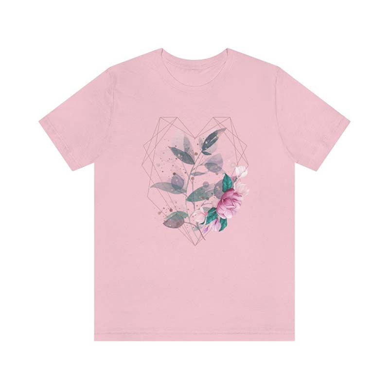 Cute Geometric Heart Flowers T-Shirt-carlalin