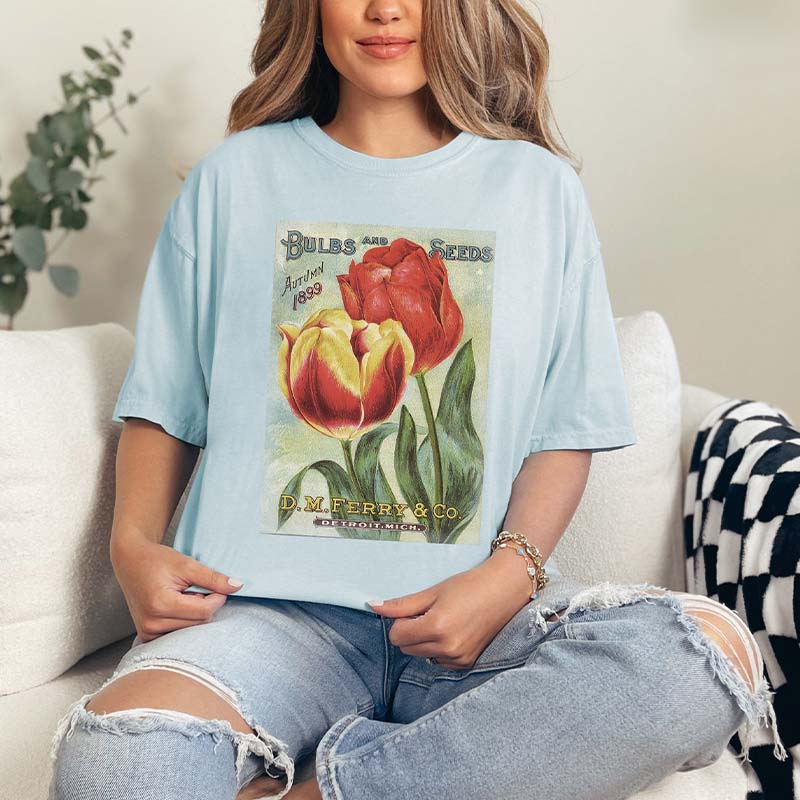 Vintage Seed Packet Flower T-Shirt-carlalin
