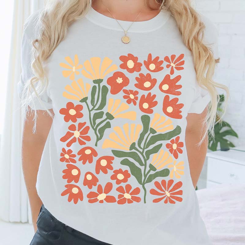Abstract Flower Botanical T-Shirt-carlalin
