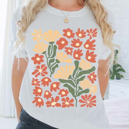 Abstract Flower Botanical T-Shirt-carlalin