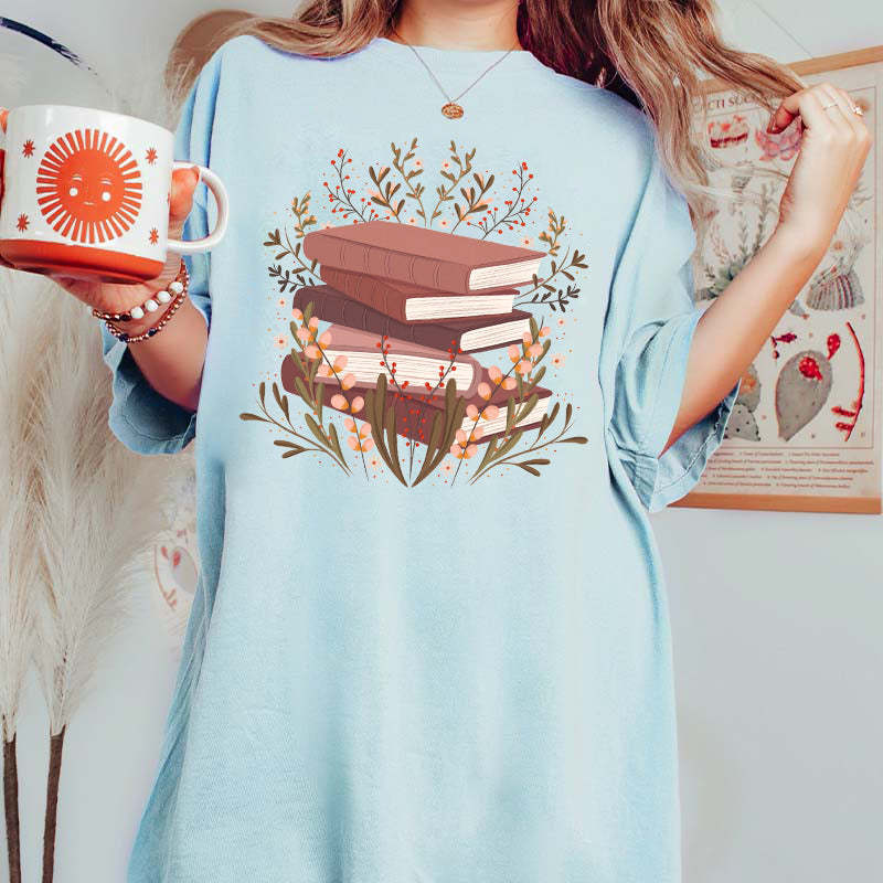 Floral Book illustration T-Shirt-carlalin