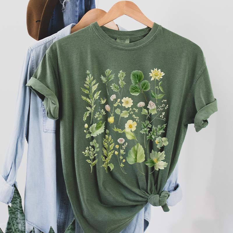 Boho Watercolor Botanical Leaves T-Shirt-carlalin