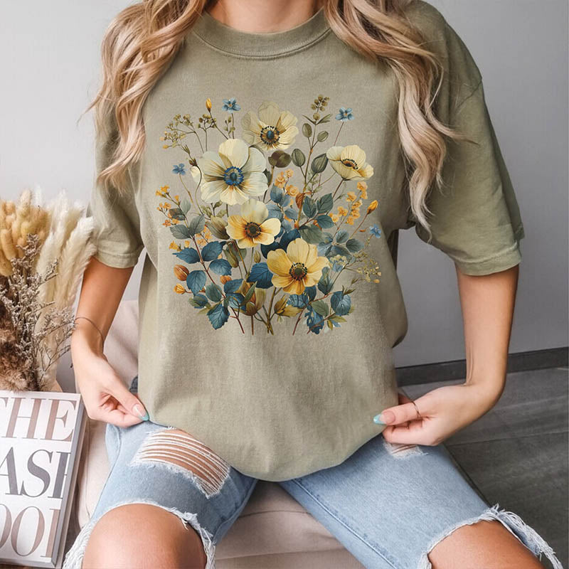 Wildflowers Vintage Pressed Garden T-Shirt-carlalin