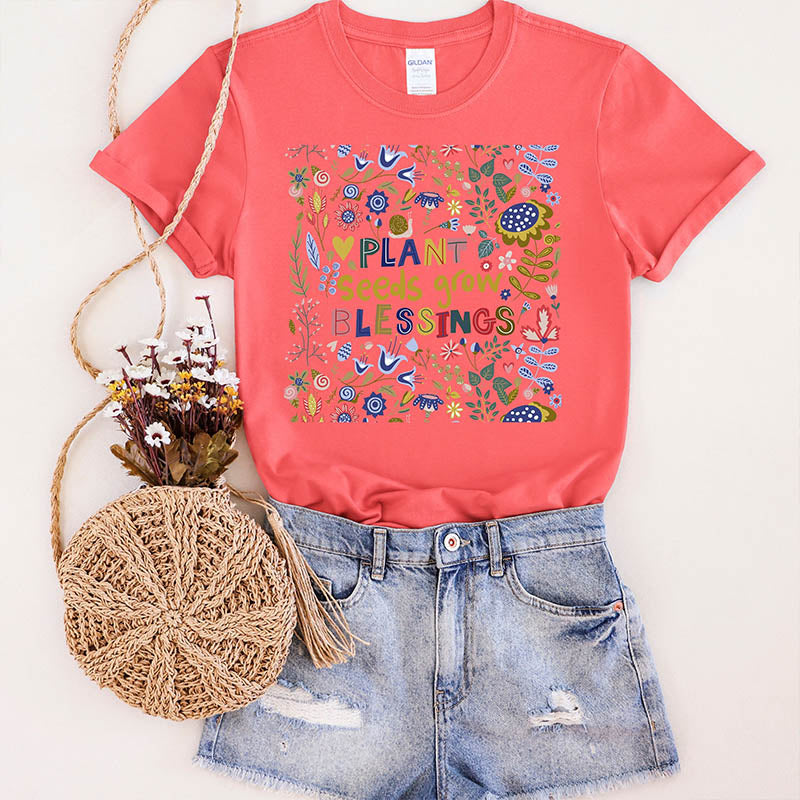 Plant Seeds Grow Floral T-Shirt-carlalin