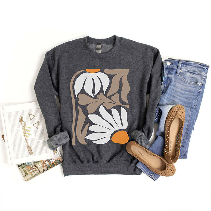 Retro Flower Nature Minimalist Sweatshiirt-carlalin