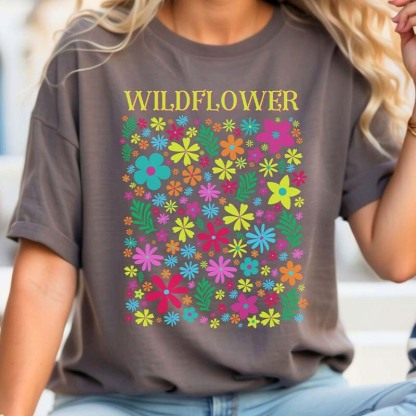 Bright Pastel Flowers Boho T-Shirt-carlalin