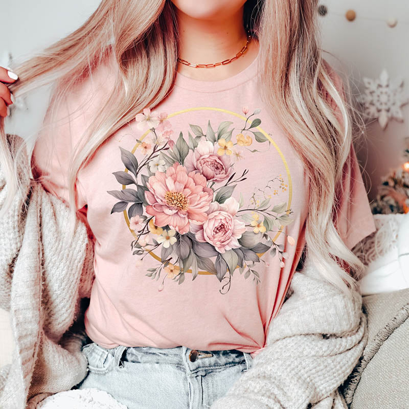 Watercolor  Boho Wildflowers Autumn T-Shirt-carlalin