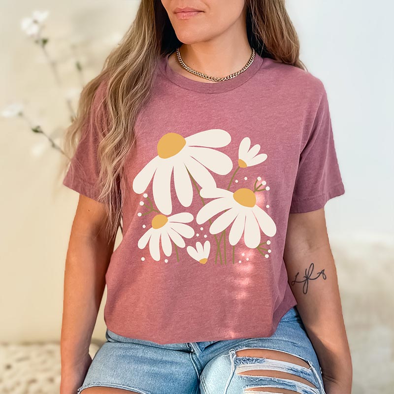 Daisy Blooming Flowers Summer T-Shirt-carlalin