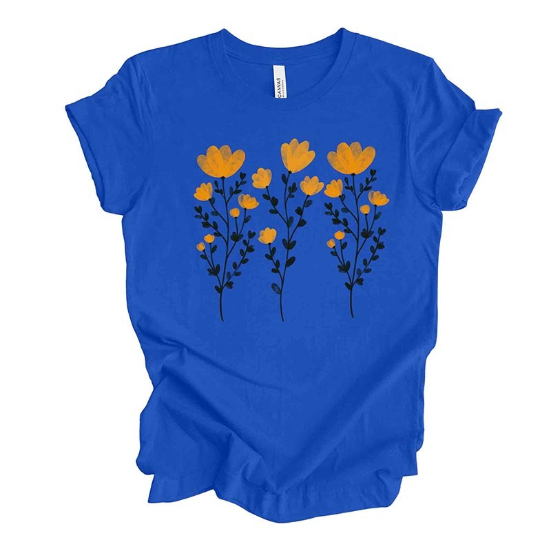 Yellow Flowers and Stems Cute T-Shirt-carlalin