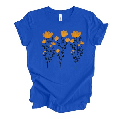 Yellow Flowers and Stems Cute T-Shirt-carlalin