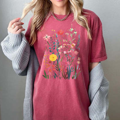 Colorful Wildflower Bouquet T-Shirt-carlalin