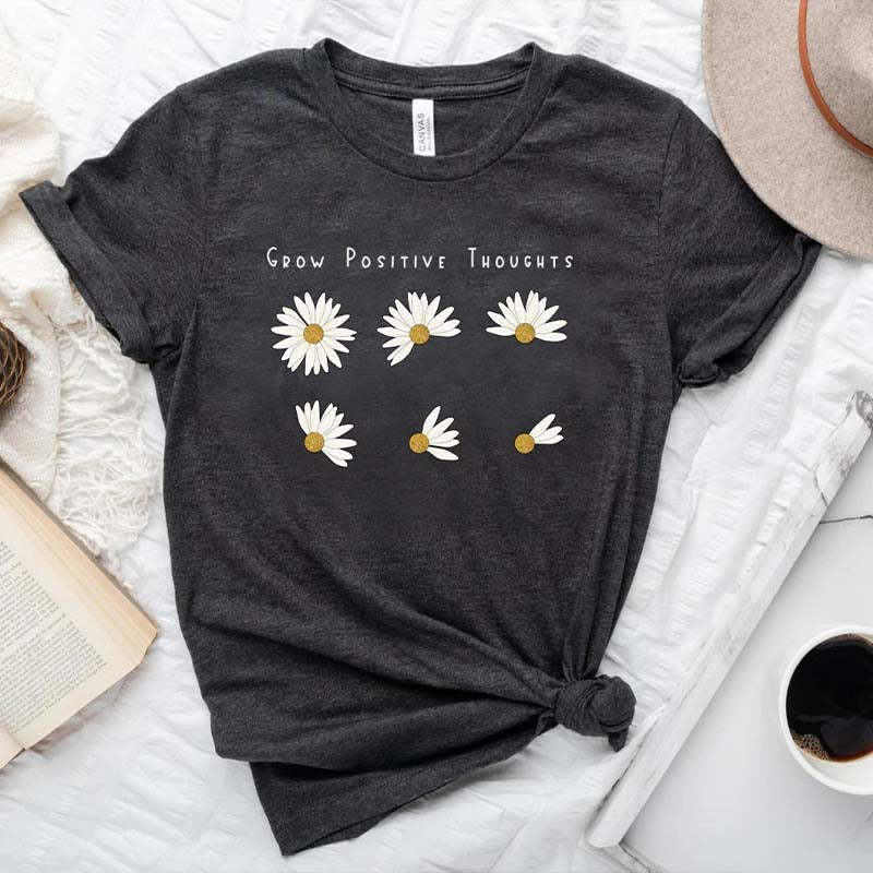 Grow Positive Thoughts Floral T-Shirt-carlalin
