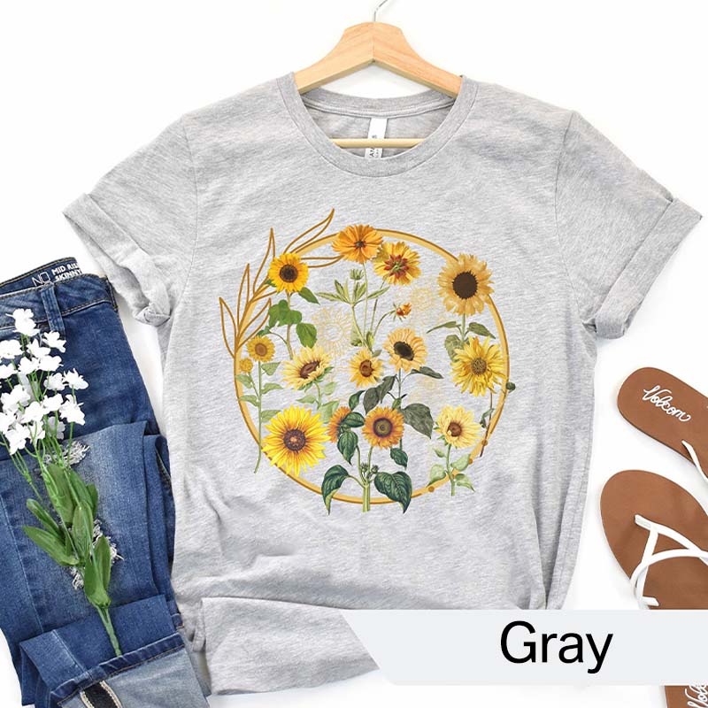 Aestheti Sunflower Floral Graphic Gift T-Shirt-carlalin