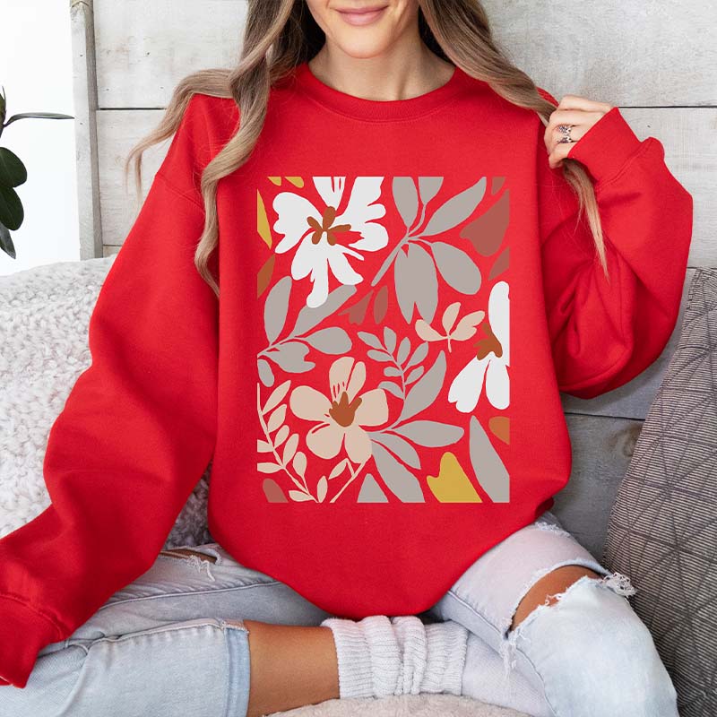Boho White Flower Minimalist Sweatshirt-carlalin