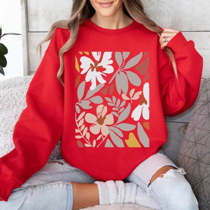 Boho White Flower Minimalist Sweatshirt-carlalin
