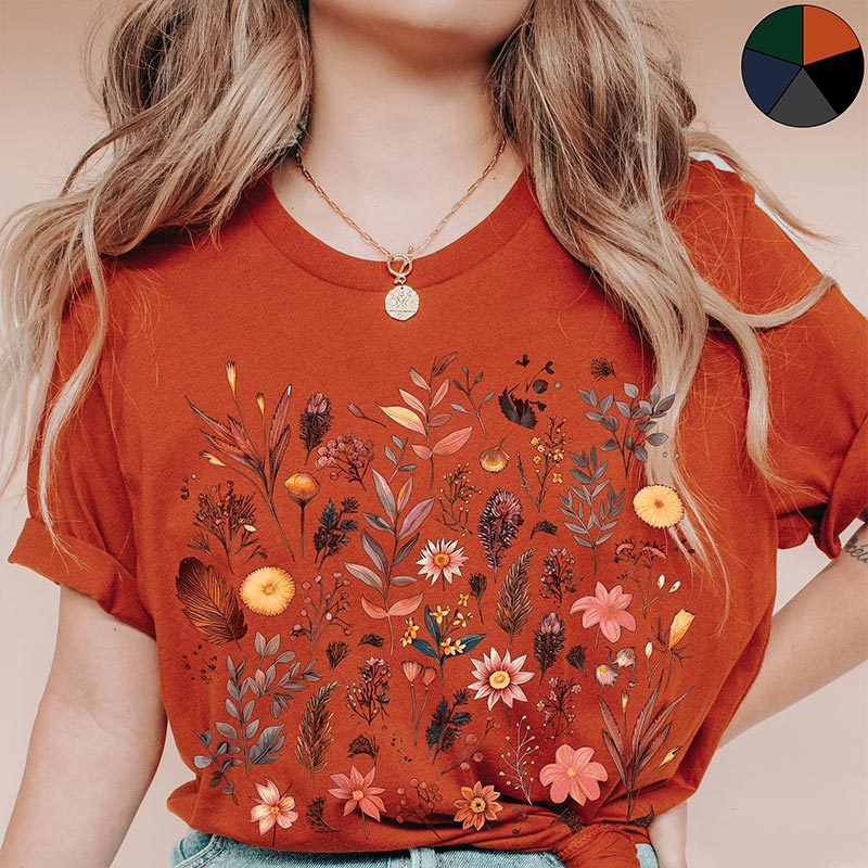 Autumnal Wildflowers Lover T-Shirt-carlalin