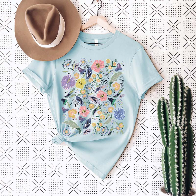 Vintage Botanical Wildflower Leaves T-Shirt-carlalin