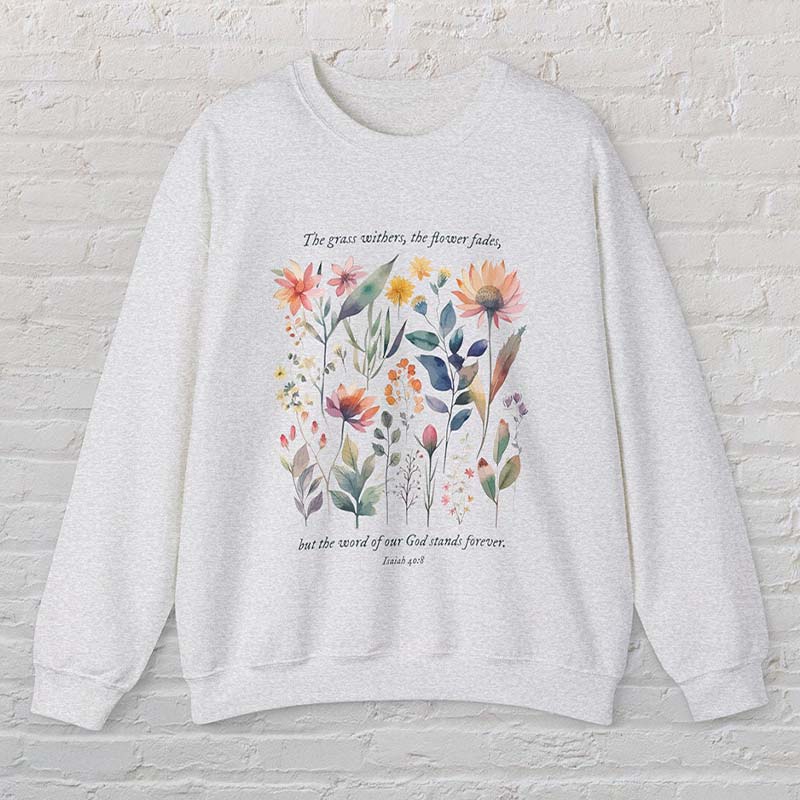 Bible Verse Watercolor Flowers Scripture Sweatshirt-carlalin