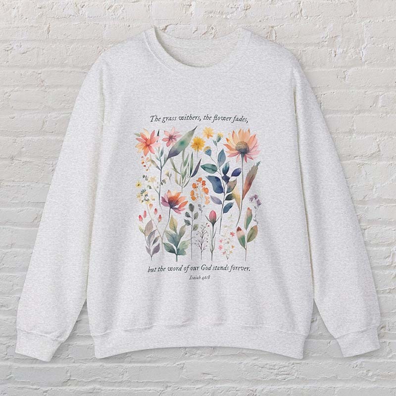 Bible Verse Watercolor Flowers Scripture Sweatshirt-carlalin