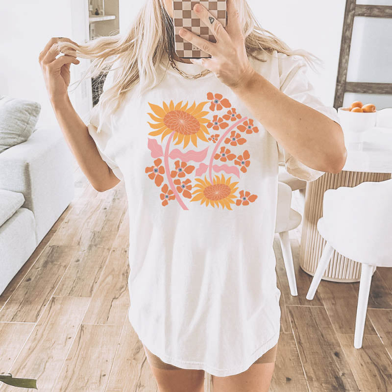 Sunflower Hippie Boho Art T-Shirt-carlalin