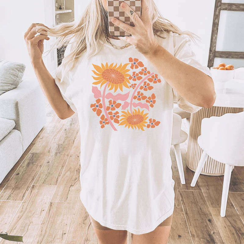 Sunflower Hippie Boho Art T-Shirt-carlalin