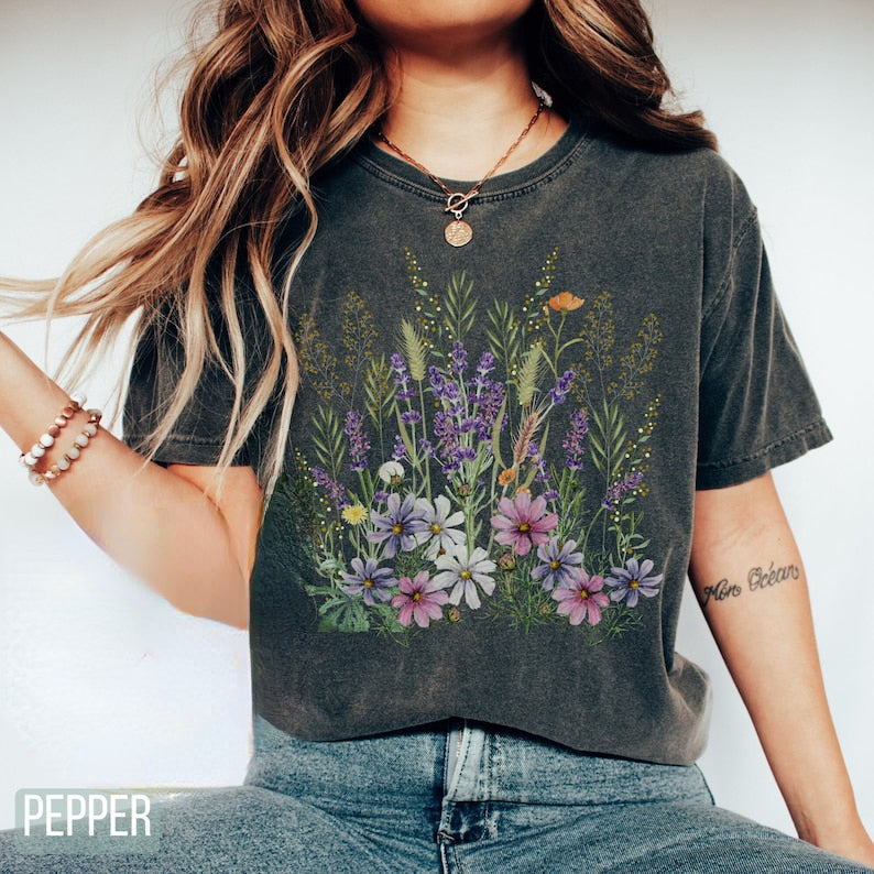 Boho Wildflower Shirt Floral Nature Lover Shirt-carlalin