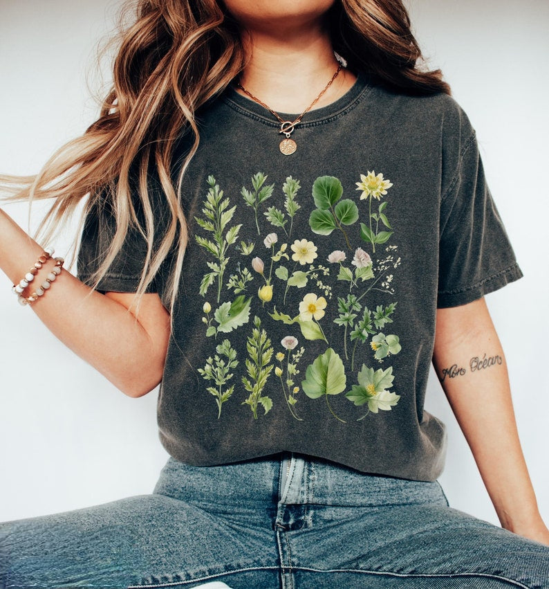 Boho Watercolor Botanical shirt Floral Tshirt-carlalin