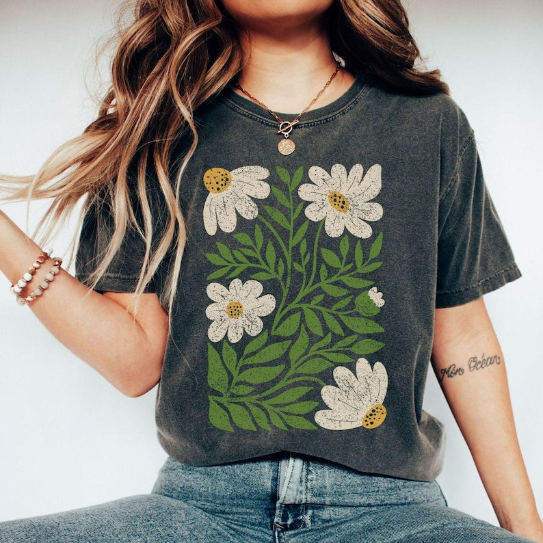 Daisy Flowers Tshirt Boho Wildflowers Shirt-carlalin