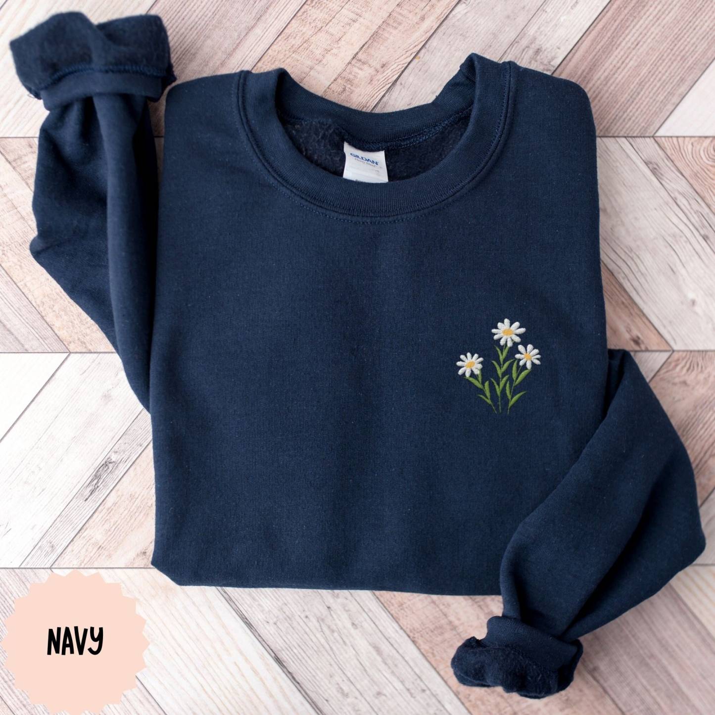 Embroidered Floral Daisy Sweatshirt