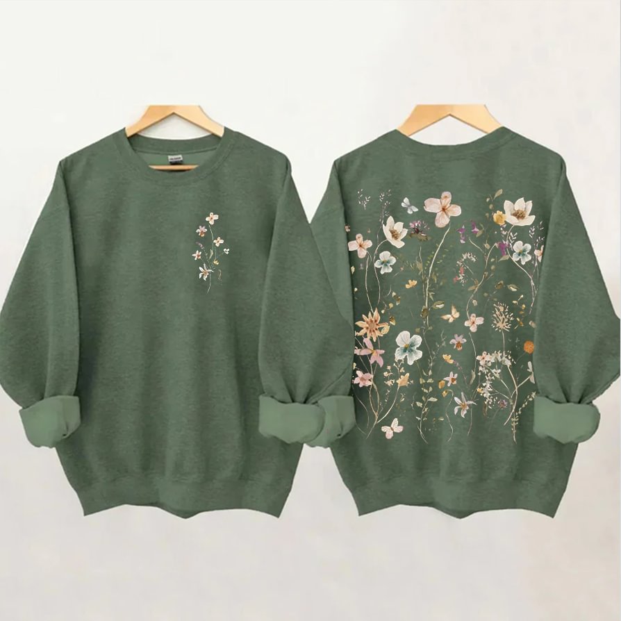 Vintage Pressed Flowers Sweatshirt-carlalin
