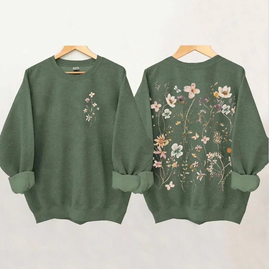 Vintage Pressed Flowers Sweatshirt-carlalin