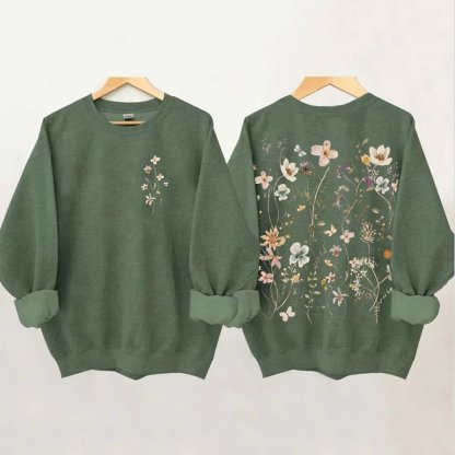 Vintage Pressed Flowers Sweatshirt-carlalin