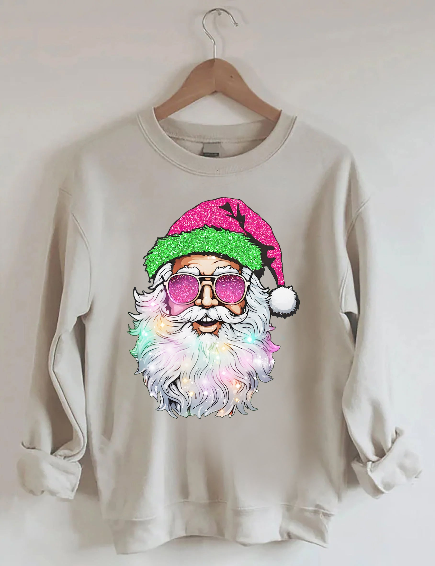 Santa with Sunglasses Sweatshirt-carlalin