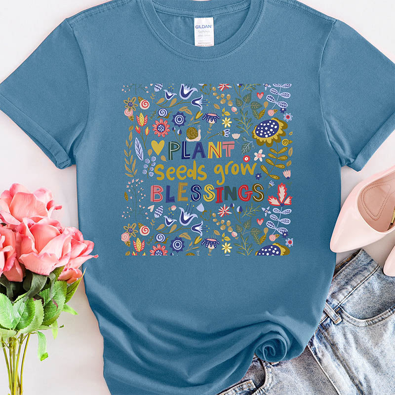 Plant Seeds Grow Floral T-Shirt-carlalin
