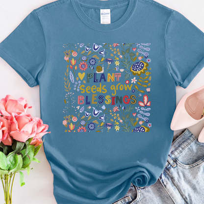 Plant Seeds Grow Floral T-Shirt-carlalin