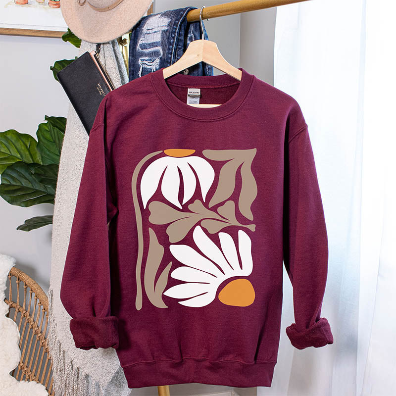 Retro Flower Nature Minimalist Sweatshiirt-carlalin