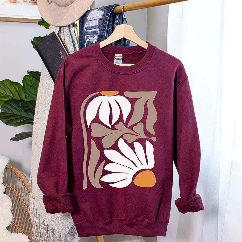 Retro Flower Nature Minimalist Sweatshiirt-carlalin