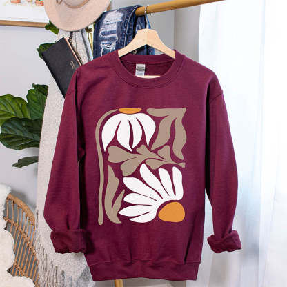 Retro Flower Nature Minimalist Sweatshiirt-carlalin