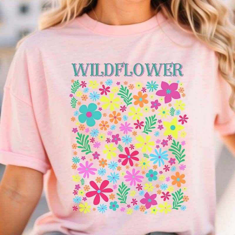 Bright Pastel Flowers Boho T-Shirt-carlalin