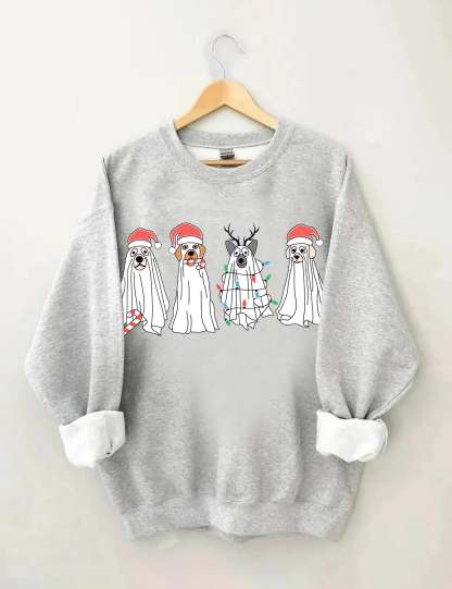 Christmas Ghost Dog Santa Hat Sweatshirt-carlalin