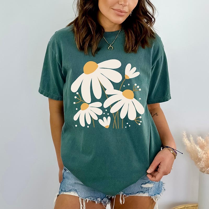 Daisy Blooming Flowers Summer T-Shirt-carlalin