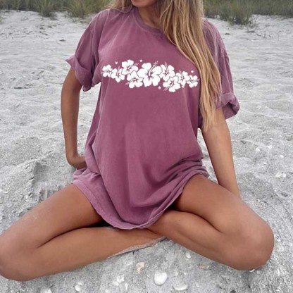 Hibiscus Flower Summer T-Shirt-carlalin